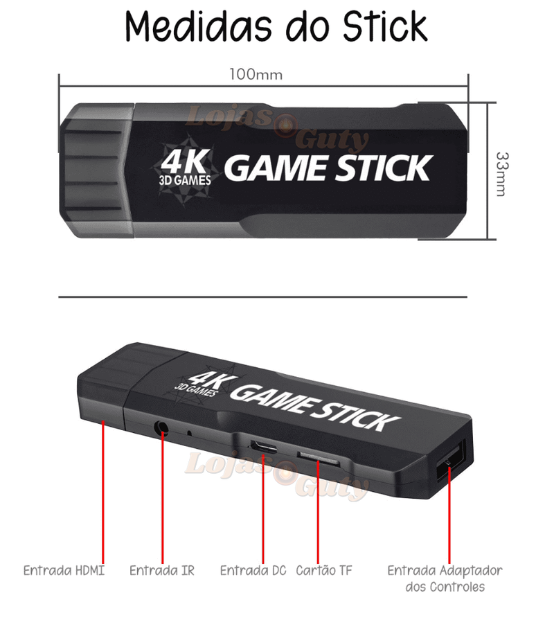 Game Stick Retro GD10 128GB 40 Mil Jogos 2 Controles Sem Fio