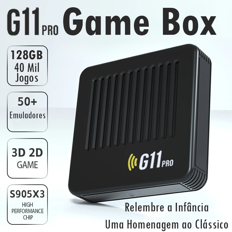 Game & TV Box G11 Pro 128GB 40 Mil Jogos 2 Controles Sem Fio